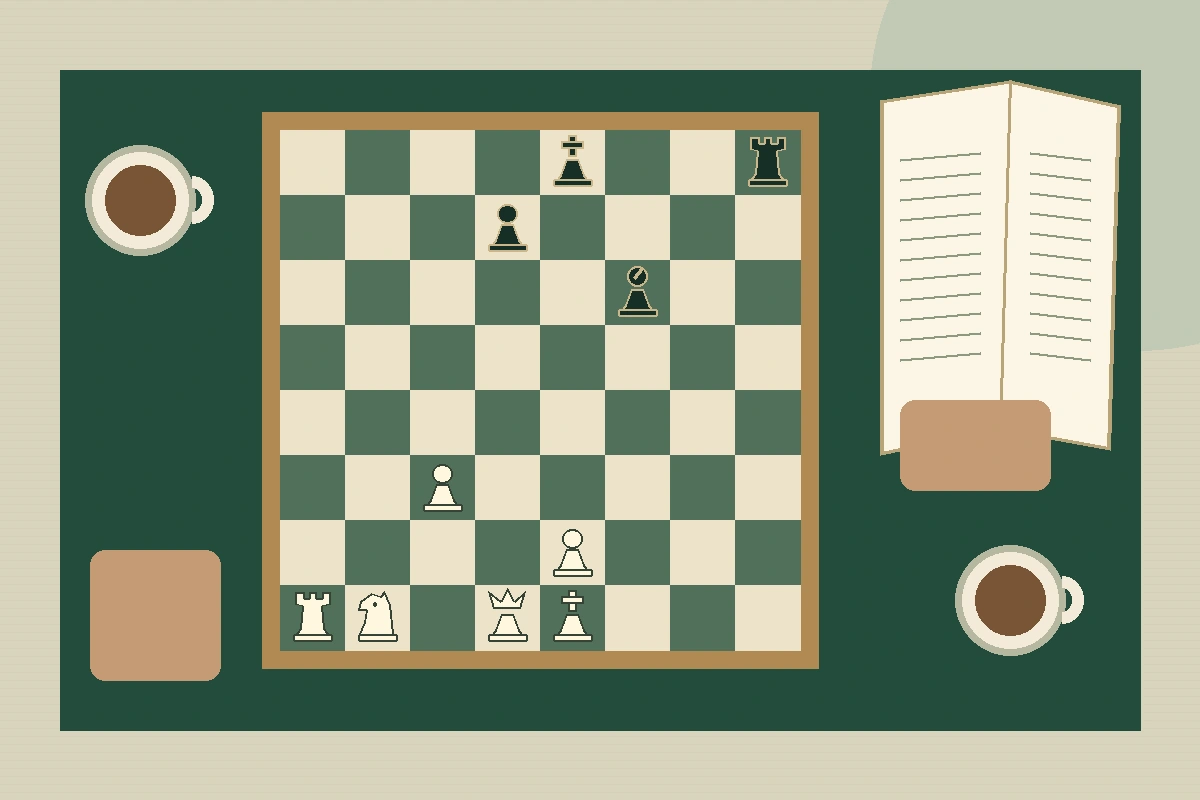 棋友交流主题独立插画，非赛事现场、真人肖像或官方活动照片
